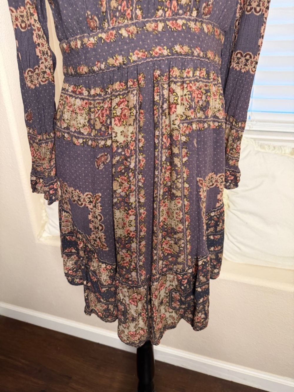 Free People Bridgette Boho Floral Patchwork Peasant Dress - Picture 9 of 10